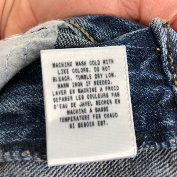 Vtg Guess Jeans Y2K Denim Mini Skirt‎ Womens 28 Gold Sequins Cutoff Destructed - Picture 7 of 14